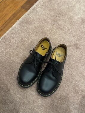 Dr. Martens Black 3-Eye Oxford with Yellow Stitching